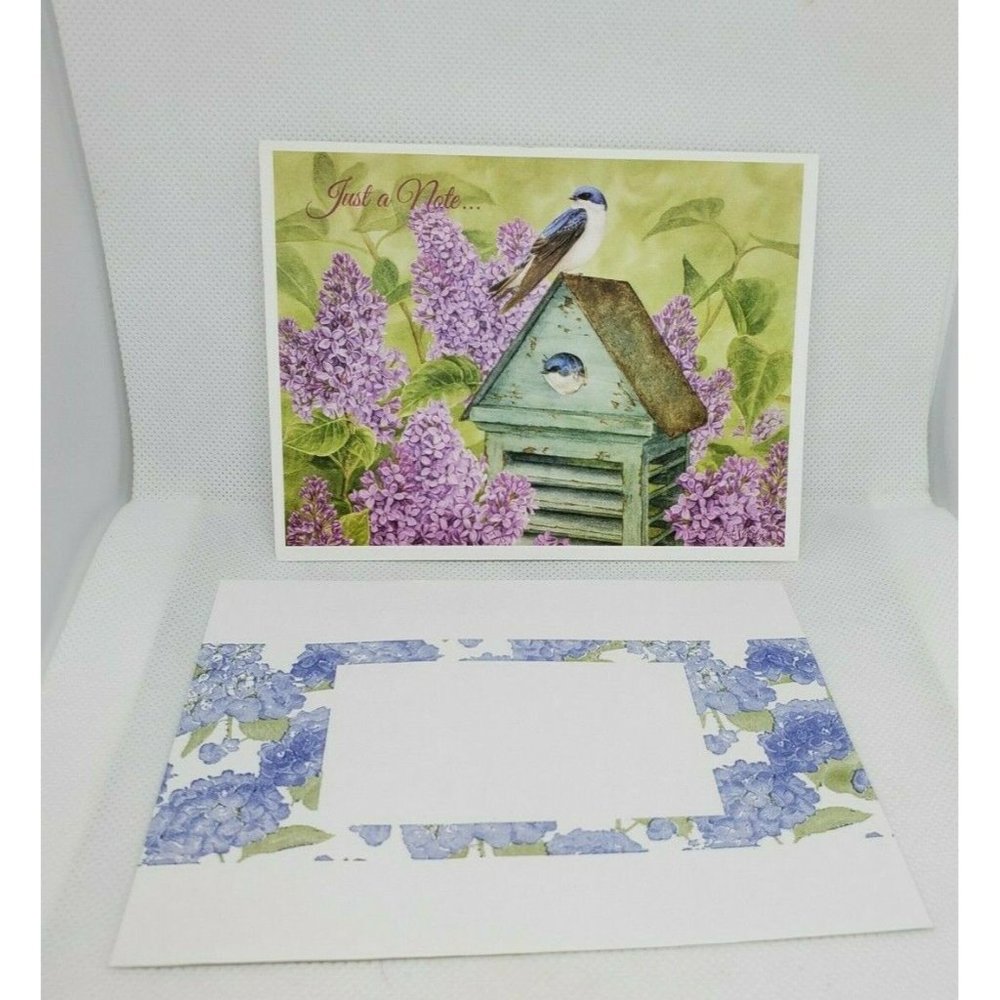 Jane Shasky Just A Note Bird House With Bird Floral Greeting Card